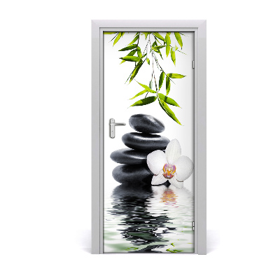 Self-adhesive door sticker Orchid and stones