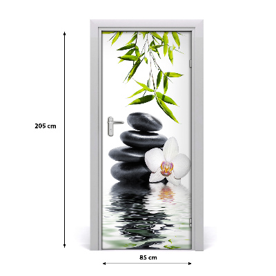 Self-adhesive door sticker Orchid and stones