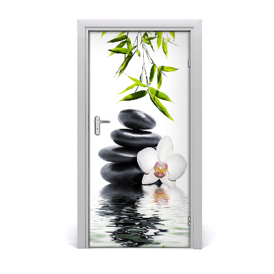 Self-adhesive door sticker Orchid and stones