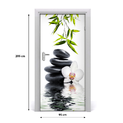 Self-adhesive door sticker Orchid and stones