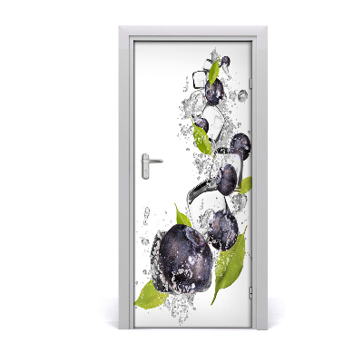 Self-adhesive door sticker Blueberries and ice