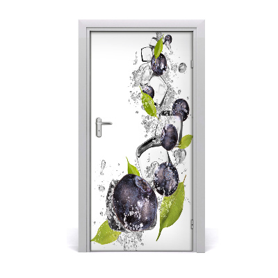 Self-adhesive door sticker Blueberries and ice