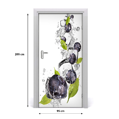 Self-adhesive door sticker Blueberries and ice