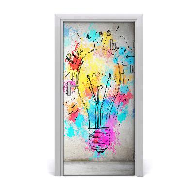 Self-adhesive door sticker Colorful light bulb