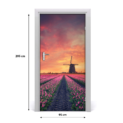 Self-adhesive door wallpaper Field of tulips