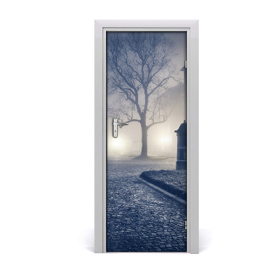 Self-adhesive door wallpaper A foggy street