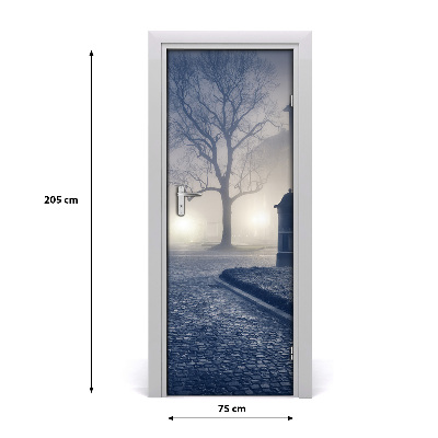 Self-adhesive door wallpaper A foggy street