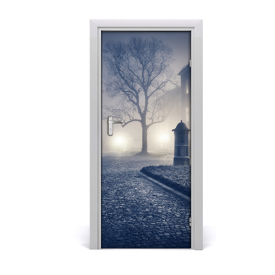 Self-adhesive door wallpaper A foggy street