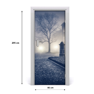 Self-adhesive door wallpaper A foggy street