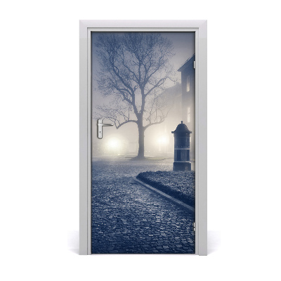 Self-adhesive door wallpaper A foggy street