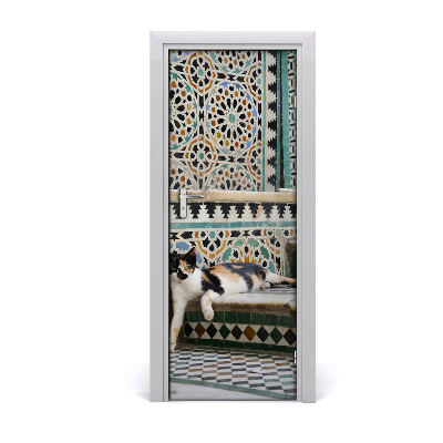 Self-adhesive door sticker Cat in morocco