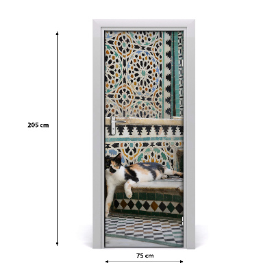 Self-adhesive door sticker Cat in morocco