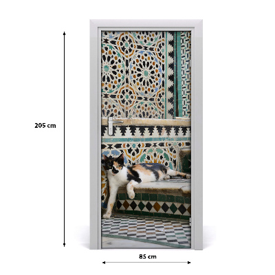 Self-adhesive door sticker Cat in morocco