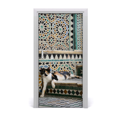 Self-adhesive door sticker Cat in morocco