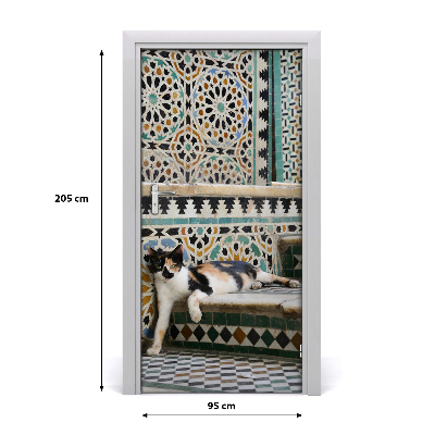 Self-adhesive door sticker Cat in morocco