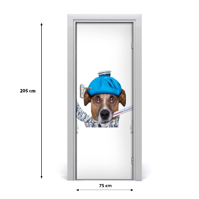 Self-adhesive door sticker Wall a sick dog