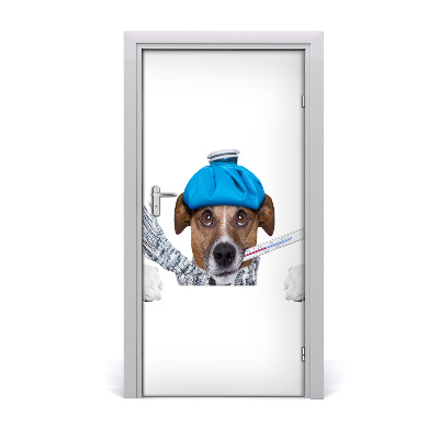 Self-adhesive door sticker Wall a sick dog