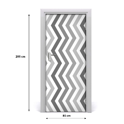 Self-adhesive door sticker Gray zigzags