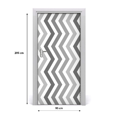 Self-adhesive door sticker Gray zigzags