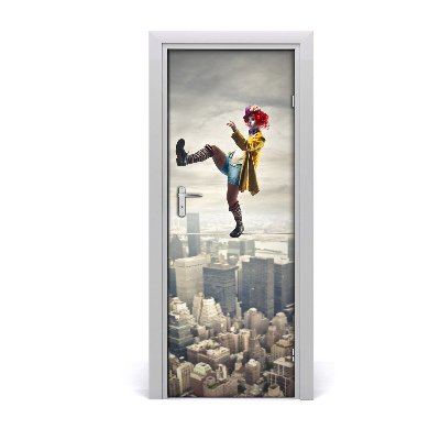 Self-adhesive door sticker Clown on a rope