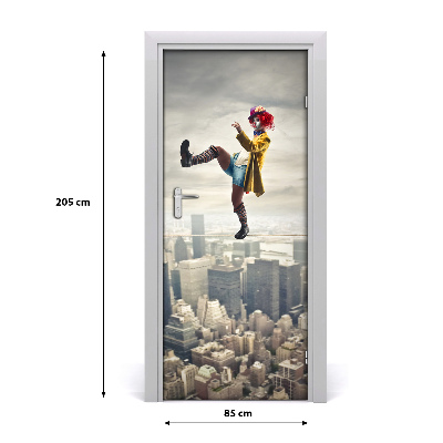 Self-adhesive door sticker Clown on a rope