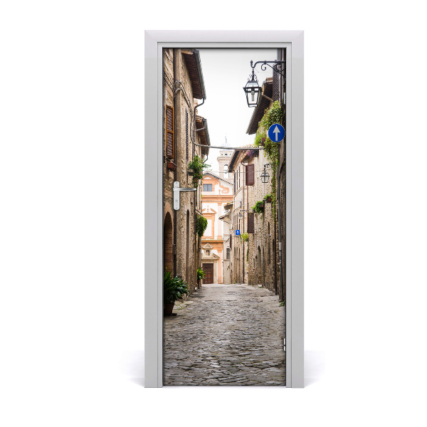 Self-adhesive door wallpaper Italian streets