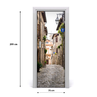 Self-adhesive door wallpaper Italian streets