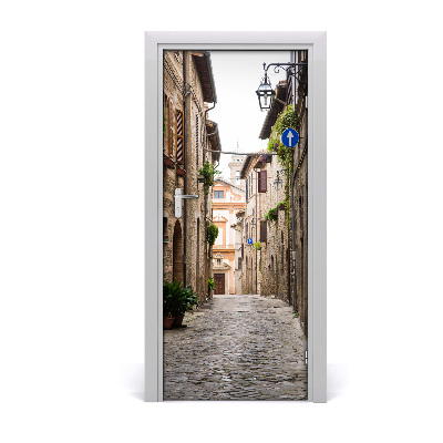 Self-adhesive door wallpaper Italian streets