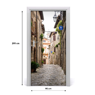 Self-adhesive door wallpaper Italian streets