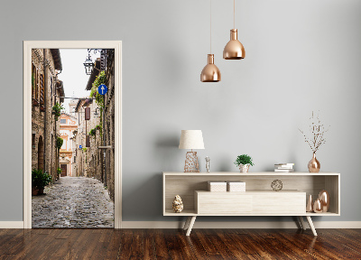 Self-adhesive door wallpaper Italian streets