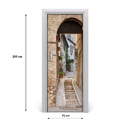 Self-adhesive door wallpaper Italian streets