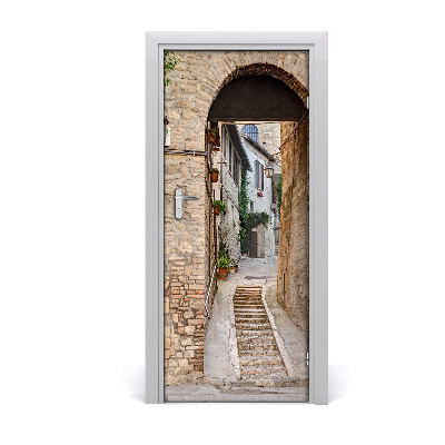 Self-adhesive door wallpaper Italian streets