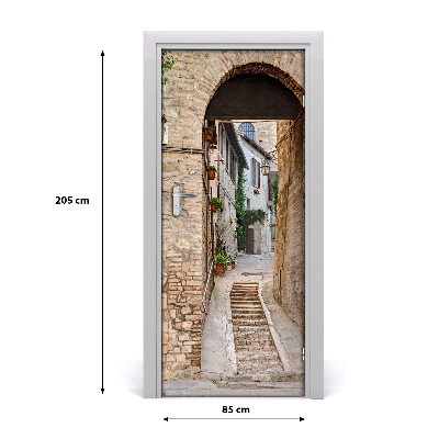 Self-adhesive door wallpaper Italian streets