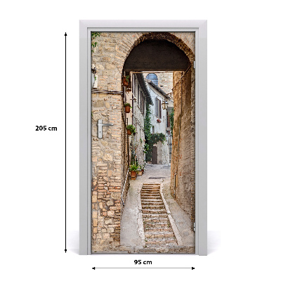 Self-adhesive door wallpaper Italian streets