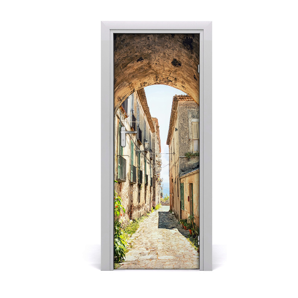 Self-adhesive door wallpaper Italian streets