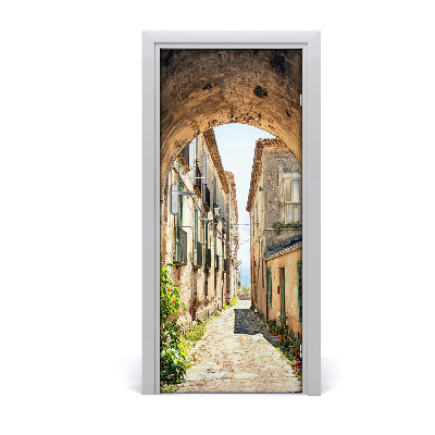 Self-adhesive door wallpaper Italian streets