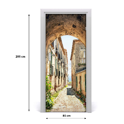 Self-adhesive door wallpaper Italian streets