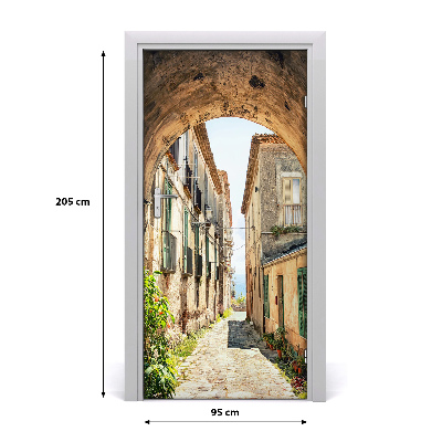 Self-adhesive door wallpaper Italian streets