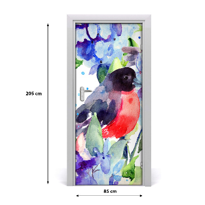 Self-adhesive door sticker Birds and flowers