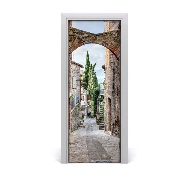 Self-adhesive door wallpaper Italian streets