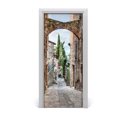 Self-adhesive door wallpaper Italian streets