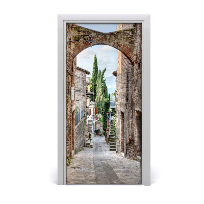 Self-adhesive door wallpaper Italian streets