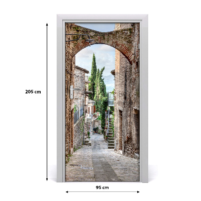 Self-adhesive door wallpaper Italian streets