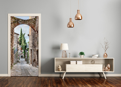 Self-adhesive door wallpaper Italian streets