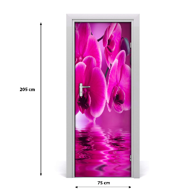 Self-adhesive door sticker Pink orchid