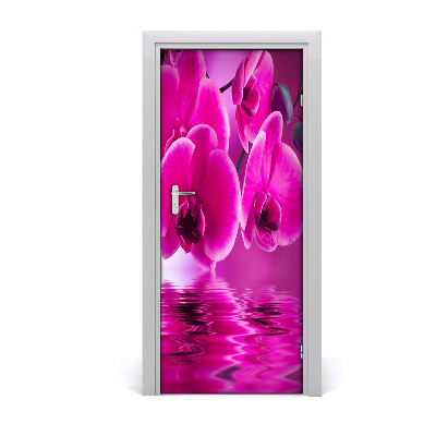 Self-adhesive door sticker Pink orchid