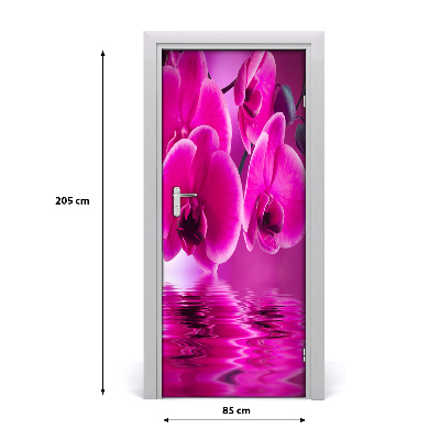 Self-adhesive door sticker Pink orchid