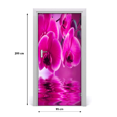 Self-adhesive door sticker Pink orchid