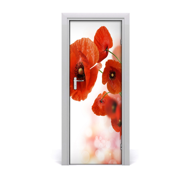 Self-adhesive door sticker Poppy field