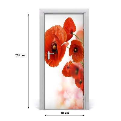 Self-adhesive door sticker Poppy field